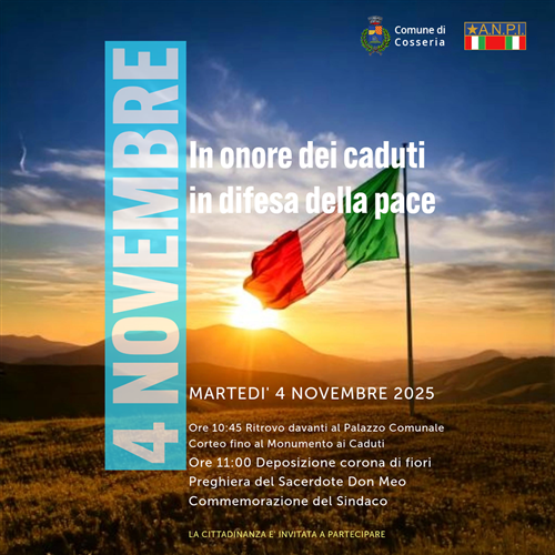 4 Novembre, Giornata dell’Unità Nazionale e delle Forze Armate